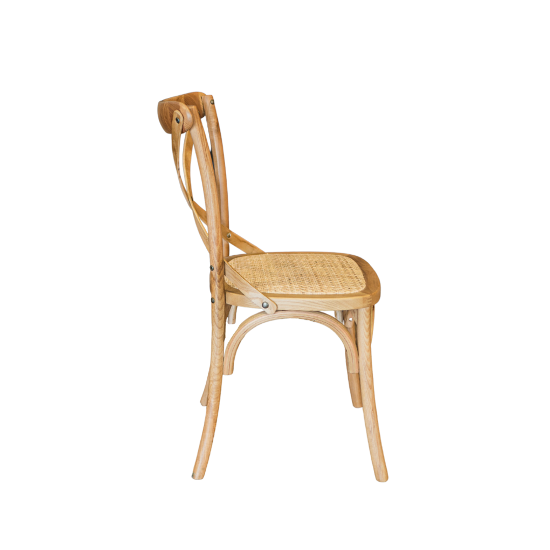 Delphi Oak Wood Cross Chair with Rattan Seat image 1